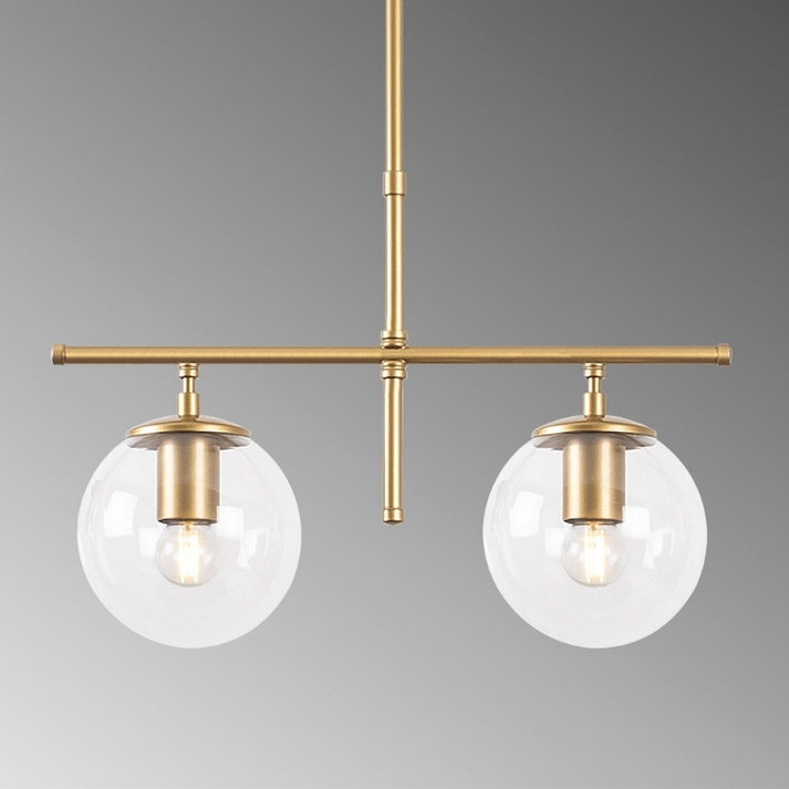 Φωτιστικό οροφής Nilufer E27 μεταλλικό δίφωτο χρώμα χρυσό 52x15x76εκ.