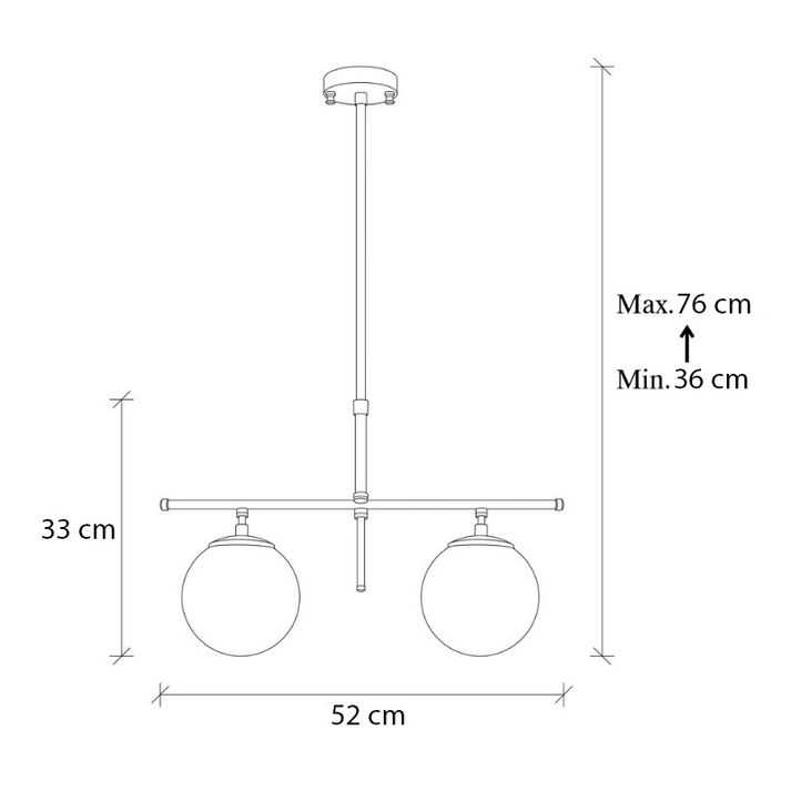 Φωτιστικό οροφής Nilufer E27 μεταλλικό δίφωτο χρώμα χρυσό 52x15x76εκ.