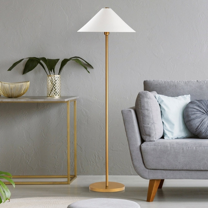 Φωτιστικό δαπέδου Cansu E27 μεταλλικό χρώμα λευκό - χρυσό Ø46x150εκ.