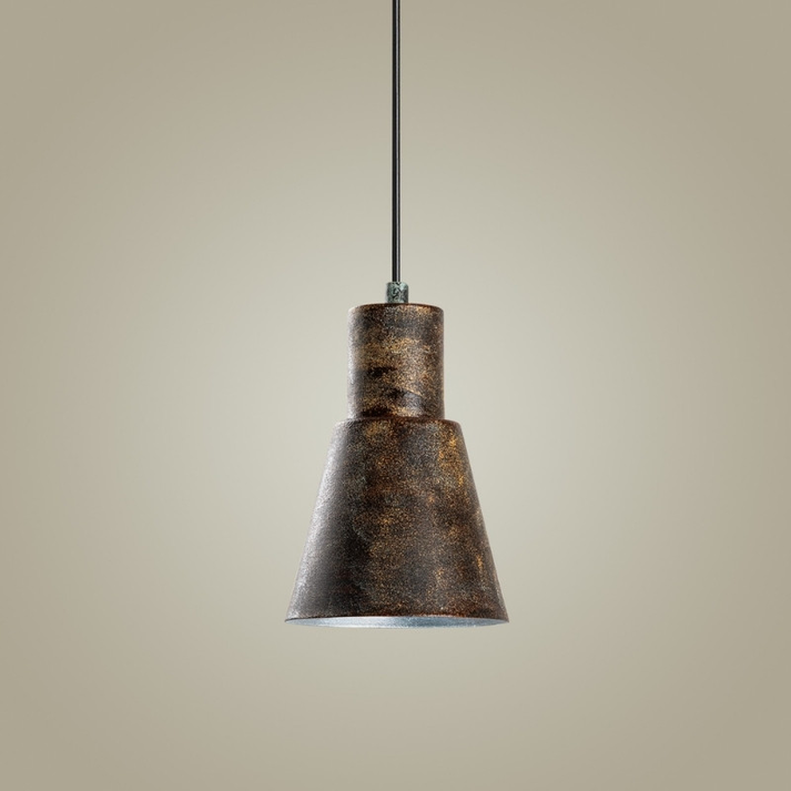 Φωτιστικό οροφής Vinci I E27 μεταλλικό μονόφωτο χρώμα χάλκινο vintage Ø14x114εκ.