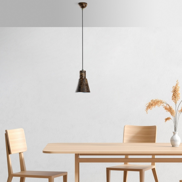 Φωτιστικό οροφής Vinci I E27 μεταλλικό μονόφωτο χρώμα χάλκινο vintage Ø14x114εκ.