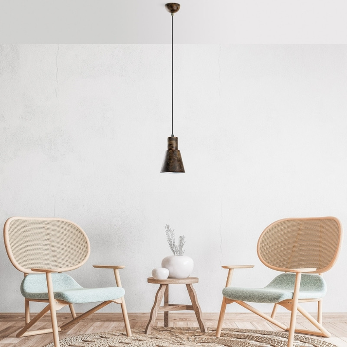 Φωτιστικό οροφής Vinci I E27 μεταλλικό μονόφωτο χρώμα χάλκινο vintage Ø14x114εκ.