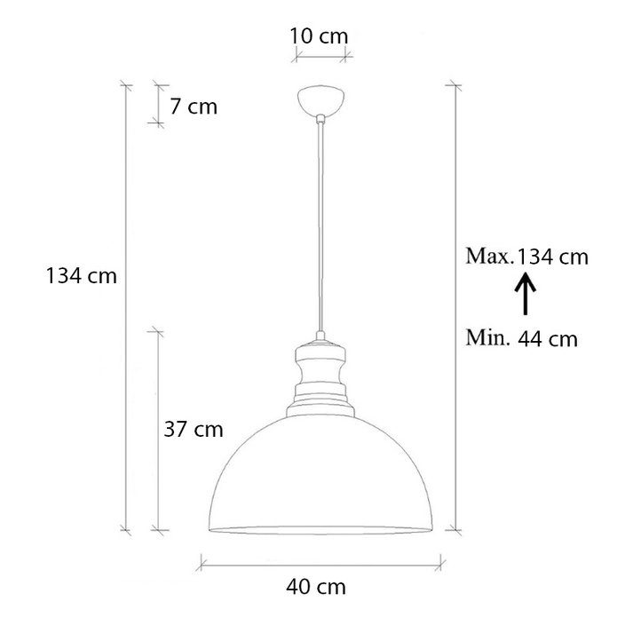 Φωτιστικό οροφής Vinci III E27 μεταλλικό μονόφωτο χρώμα χάλκινο vintage Ø40x134εκ.