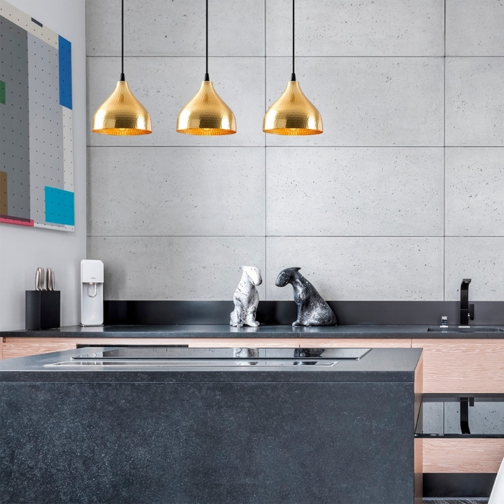 Φωτιστικό οροφής Fida E27 μεταλλικό τρίφωτο χρώμα χρυσό 68x18x114εκ.