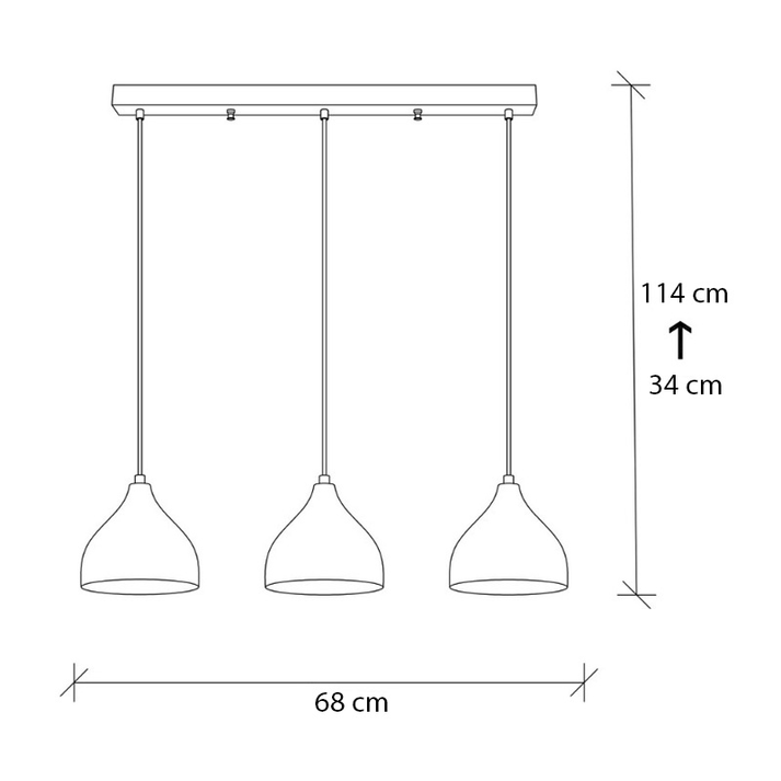 Φωτιστικό οροφής Fida E27 μεταλλικό τρίφωτο χρώμα χρυσό 68x18x114εκ.