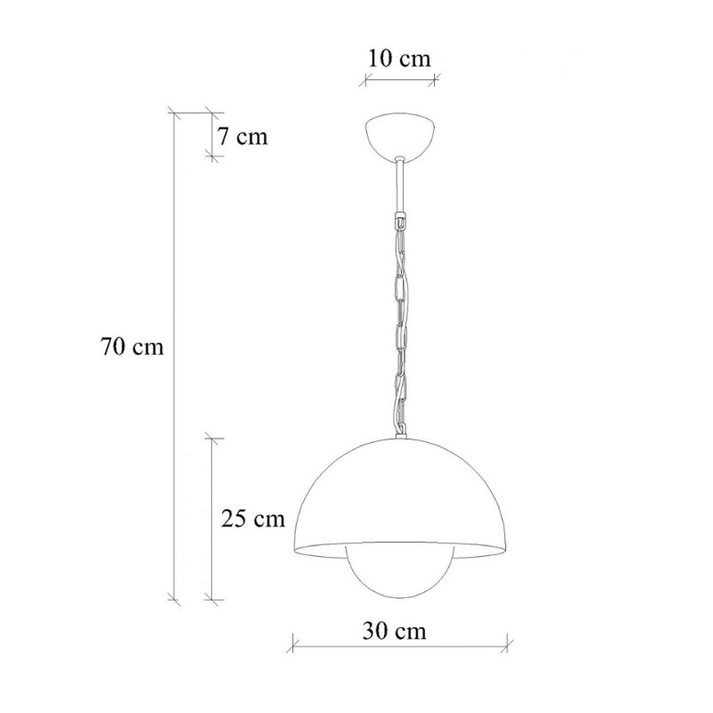 Φωτιστικό οροφής Neptun E27 μεταλλικό μονόφωτο χρώμα πορτοκαλί Ø30x70εκ.