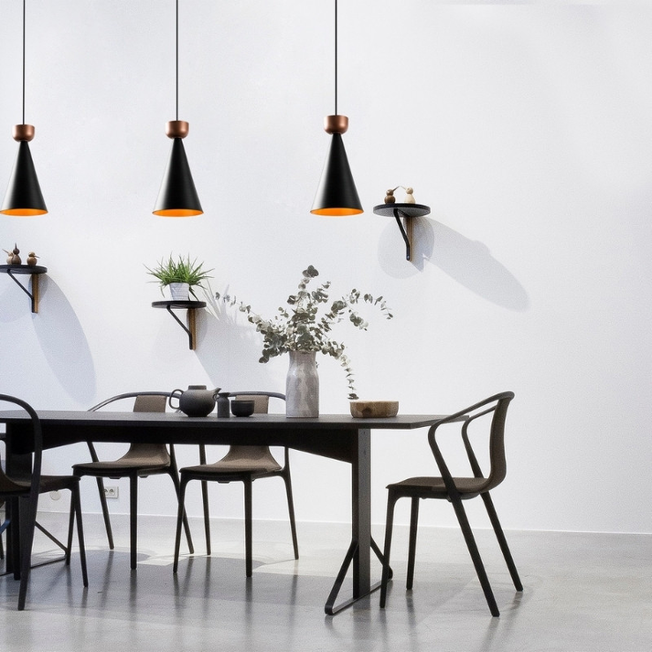 Φωτιστικό οροφής Dona E27 μεταλλικό μονόφωτο χρώμα μαύρο Ø19x131εκ.