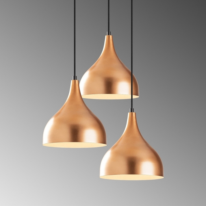 Φωτιστικό οροφής Oslo E27 μεταλλικό τρίφωτο χρώμα χάλκινο 47x30x122εκ.