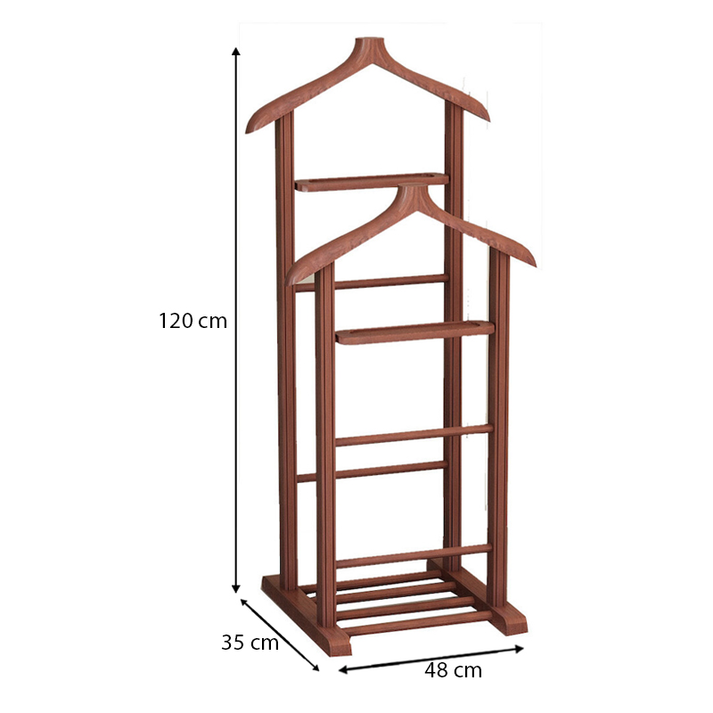 Επιδαπέδια κρεμάστρα Beta II ξύλινη χρώμα καρυδί 48x35x120εκ.