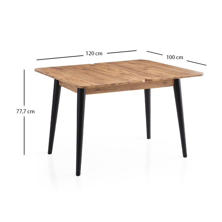 Τραπέζι Dolunay επεκτεινόμενο χρώμα atlantic pine - μαύρο 100x60(120x100)x79,5εκ.
