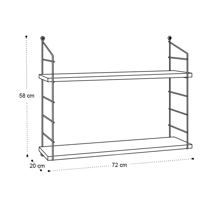 Ραφιέρα τοίχου Armoni χρώμα sacramento oak - καφέ μέταλλο 72x20x58εκ.