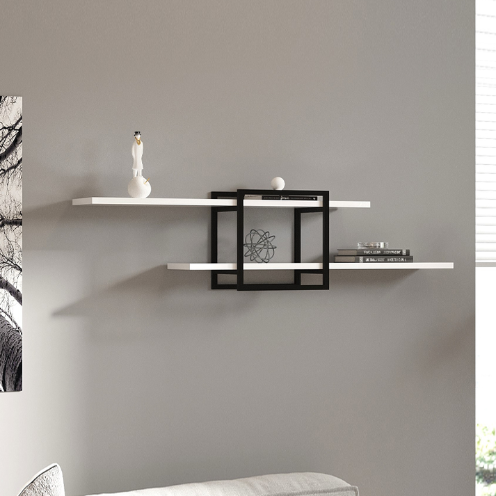 Ραφιέρα τοίχου Mone χρώμα λευκό - μαύρο 120x18x30εκ.