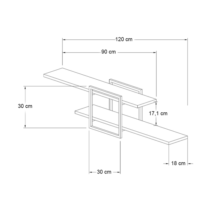 Ραφιέρα τοίχου Mone χρώμα λευκό - μαύρο 120x18x30εκ.