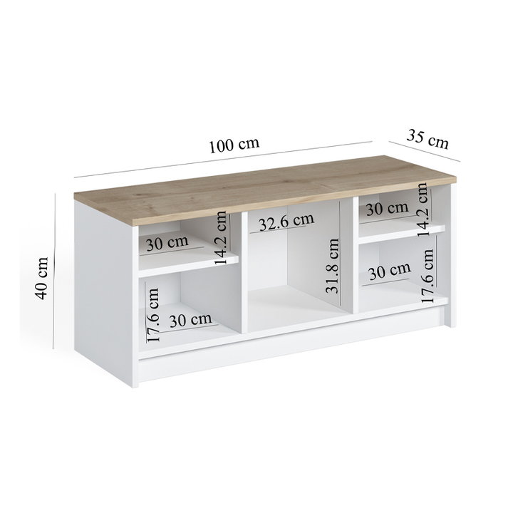 Παπουτσοθήκη London χρώμα λευκό - sapphire oak 100x35x40εκ.