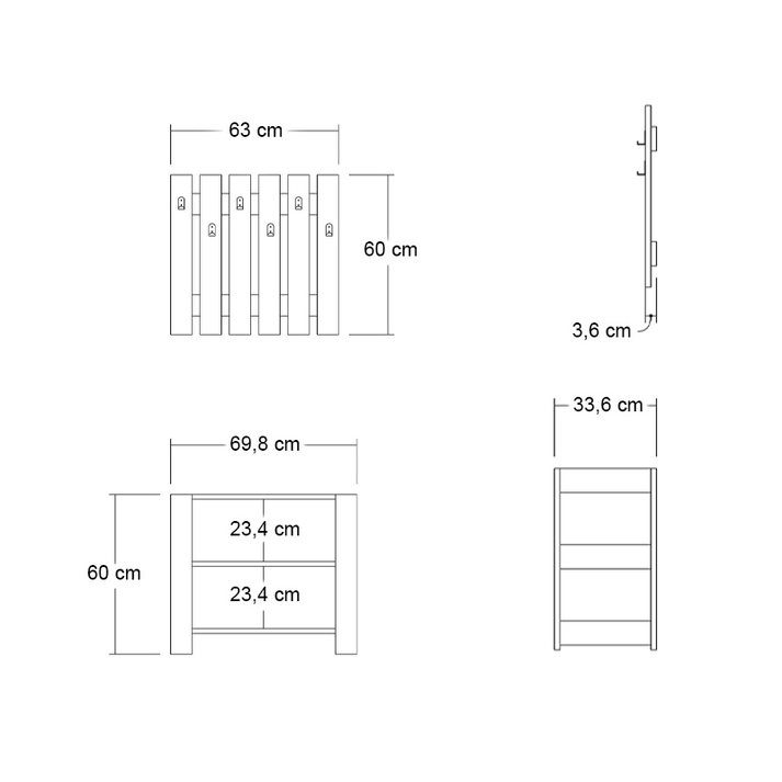 Έπιπλο εισόδου Friends χρώμα λευκό 69,8x33,6x60εκ.