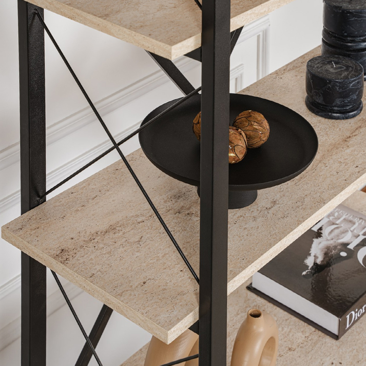 Βιβλιοθήκη Elysian χρώμα travertine - μαύρο 90x33,5x180εκ.