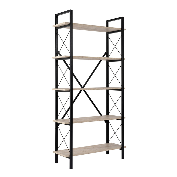 Βιβλιοθήκη Elysian χρώμα travertine - μαύρο 90x33,5x180εκ.