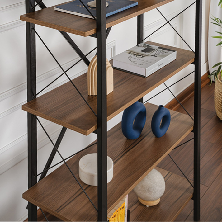 Βιβλιοθήκη Elysian χρώμα καρυδί - μαύρο 90x33,5x180εκ.