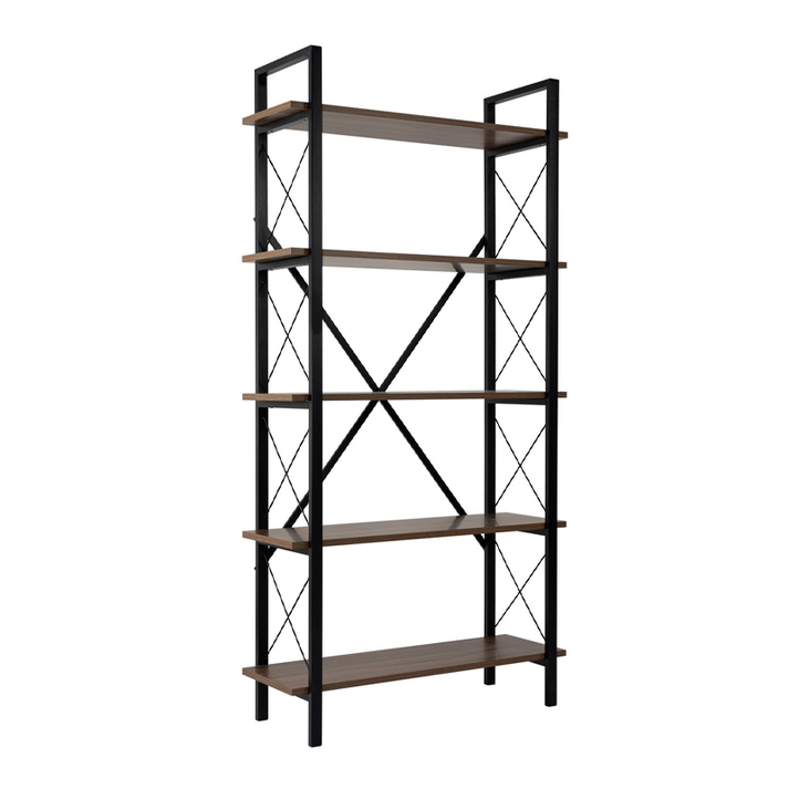 Βιβλιοθήκη Elysian χρώμα καρυδί - μαύρο 90x33,5x180εκ.