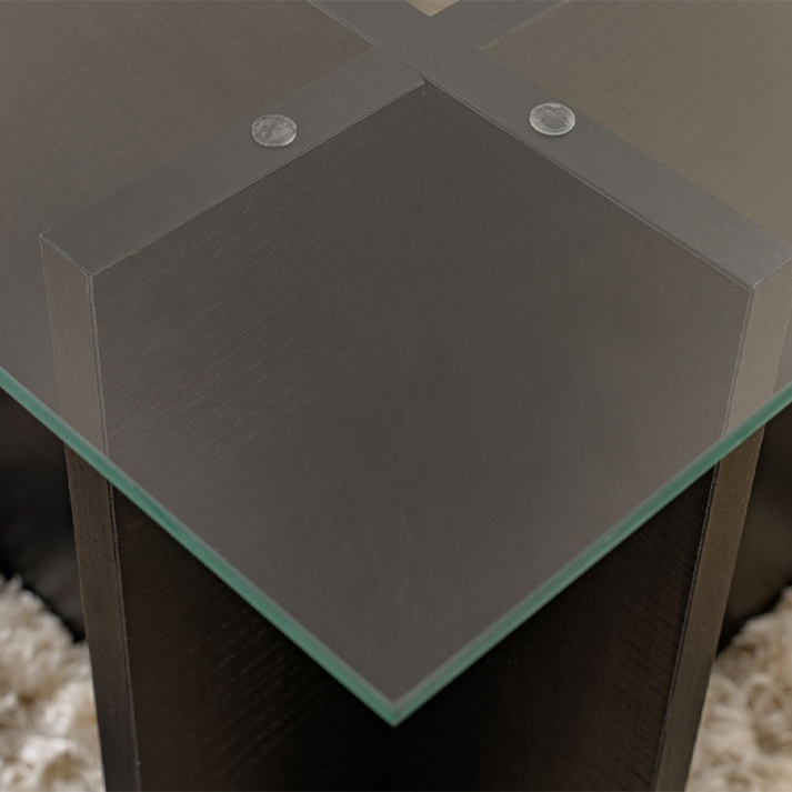 Τραπεζάκι σαλονιού Vetrino γυάλινο χρώμα μαύρο 105x65x40εκ.