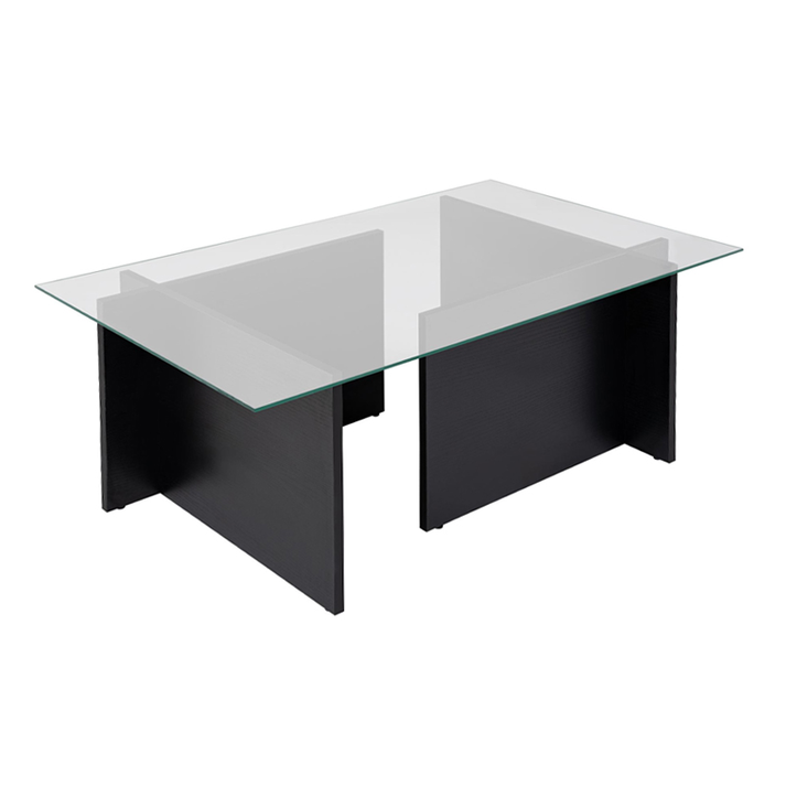 Τραπεζάκι σαλονιού Vetrino γυάλινο χρώμα μαύρο 105x65x40εκ.