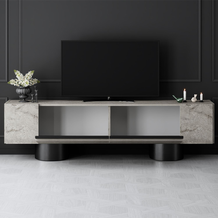Έπιπλο τηλεόρασης Haven χρώμα travertine 180x30x50εκ.