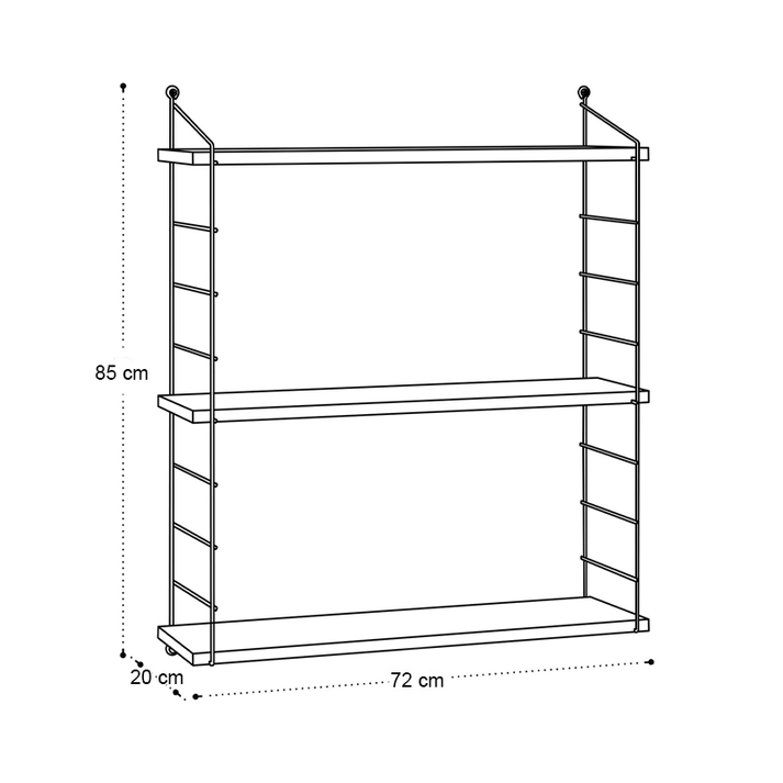 Ραφιέρα τοίχου Armoni χρώμα sapphire oak - καφέ μέταλλο 72x20x85εκ.