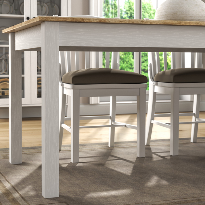 Τραπέζι Fira χρώμα λευκό - φυσικό οξιάς 180x90x78εκ.