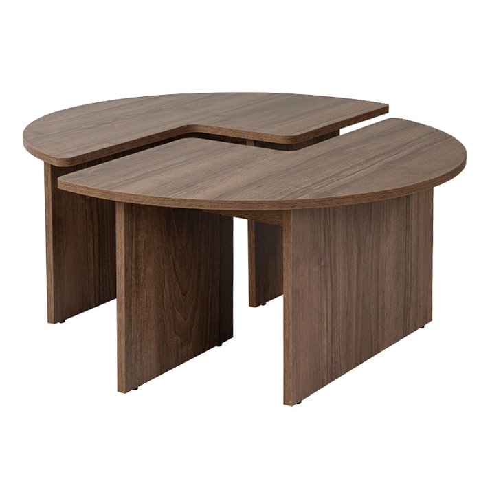 Τραπεζάκι σαλονιού σετ 2 τμχ Moira χρώμα καρυδί Ø90x41εκ.