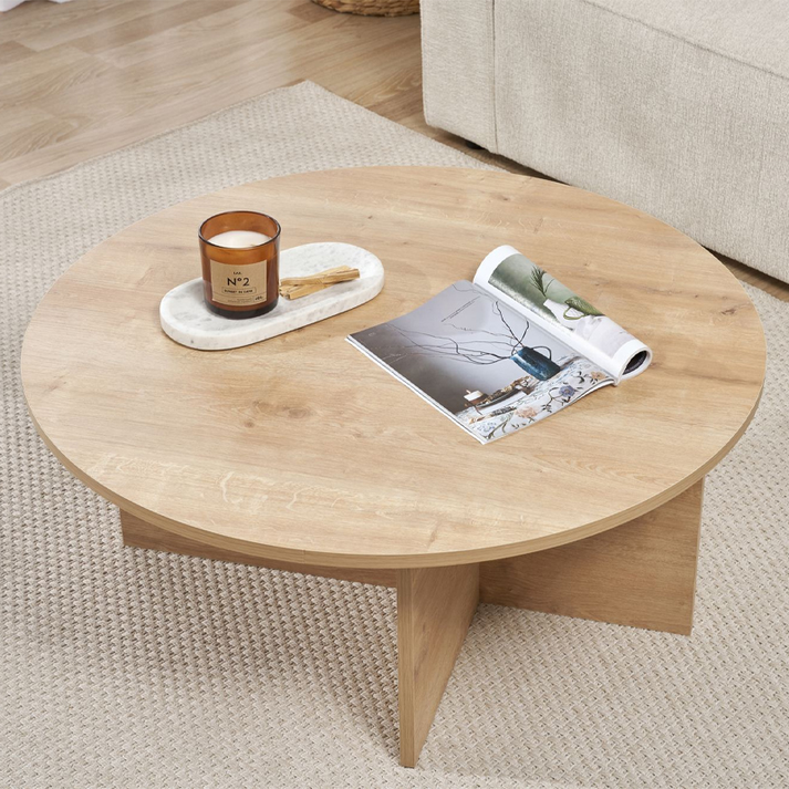 Τραπεζάκι σαλονιού Soleil χρώμα sapphire oak Ø90x40εκ.