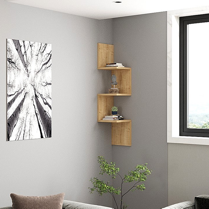 Ραφιέρα τοίχου Zikzak χρώμα sapphire oak 25x25x105,4εκ.