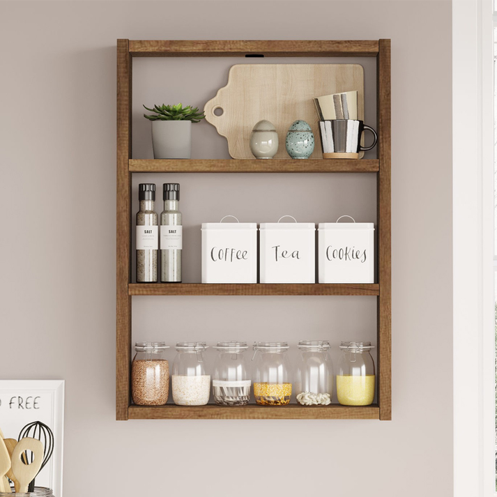 Ραφιέρα τοίχου Prena χρώμα καρυδί 43,2x9x60εκ.