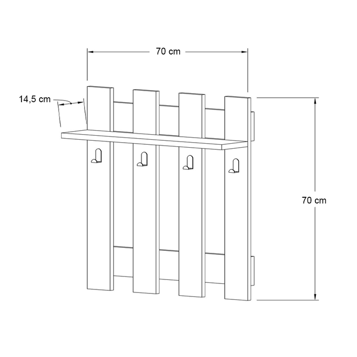 Κρεμάστρα τοίχου Carina χρώμα sapphire oak 70x18x70εκ.