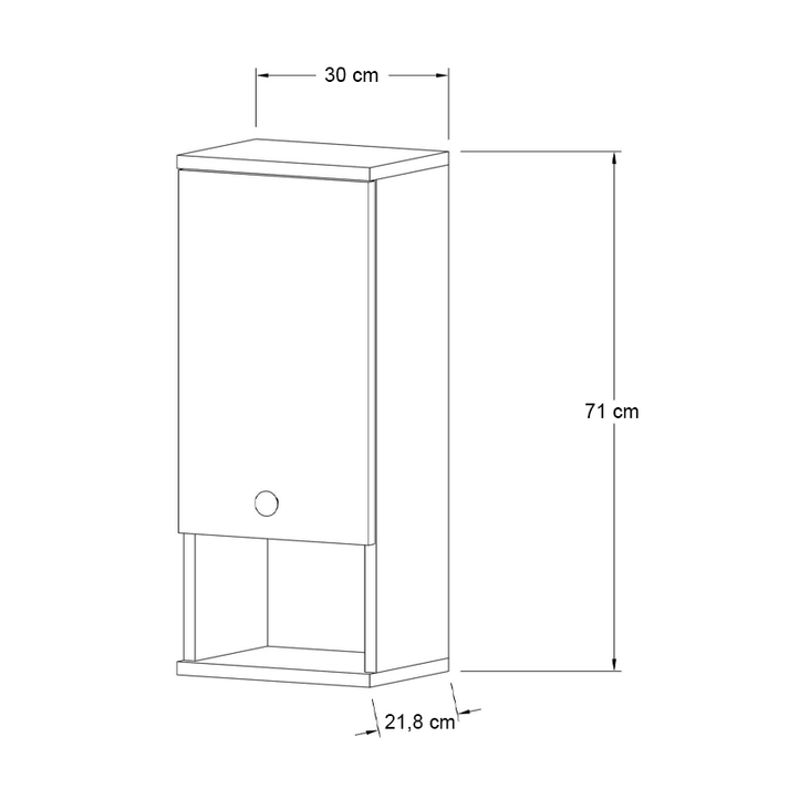 Ντουλάπι μπάνιου επιτοίχιο Mis χρώμα sapphire oak 30x21,8x71εκ.