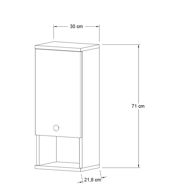 Ντουλάπι μπάνιου επιτοίχιο Mis χρώμα καρυδί 30x21,8x71εκ.