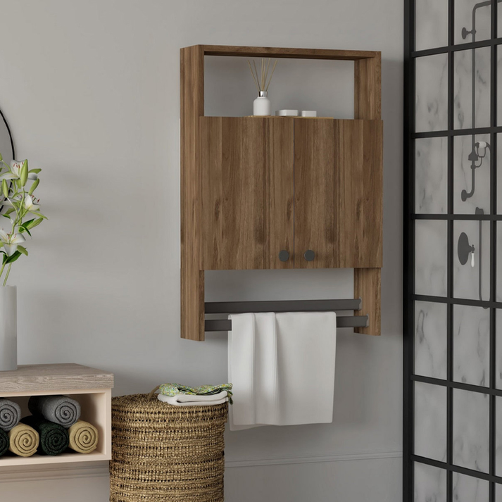 Ντουλάπι μπάνιου επιτοίχιο Ela χρώμα καρυδί 60x15x87εκ.