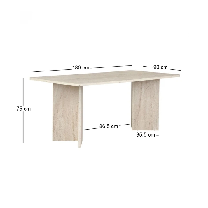 Τραπέζι Linza χρώμα travertine 180x90x75εκ.