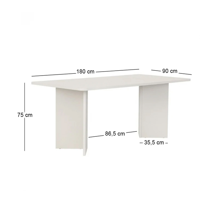 Τραπέζι Linza χρώμα λευκό 180x90x75εκ.