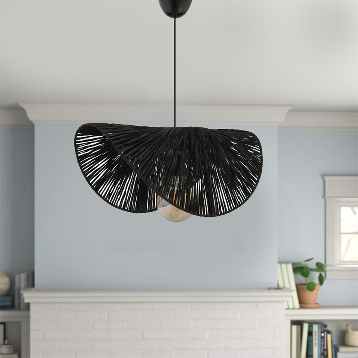 Φωτιστικό οροφής Taco E27 γιούτα μονόφωτο χρώμα μαύρο 51x36x55εκ.