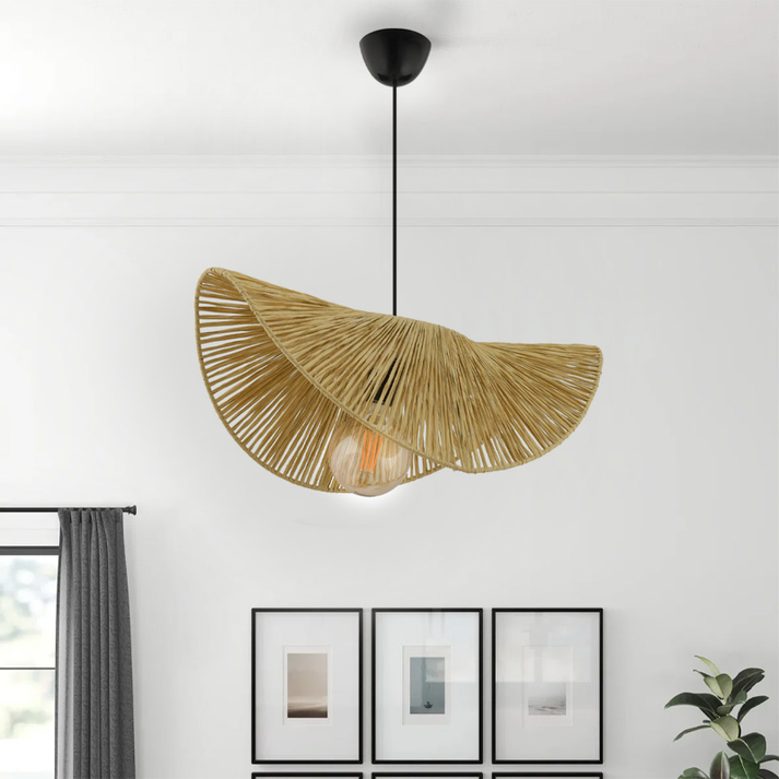 Φωτιστικό οροφής Taco E27 γιούτα μονόφωτο χρώμα camel 51x36x55εκ.