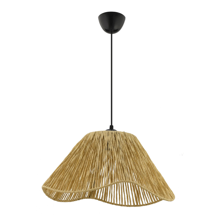 Φωτιστικό οροφής Sukne E27 γιούτα μονόφωτο χρώμα camel Ø35x60εκ.