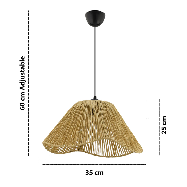 Φωτιστικό οροφής Sukne E27 γιούτα μονόφωτο χρώμα camel Ø35x60εκ.