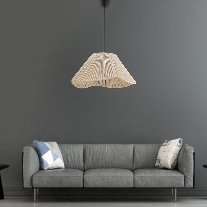 Φωτιστικό οροφής Sukne E27 από σχοινί μονόφωτο χρώμα εκρού Ø35x60εκ.