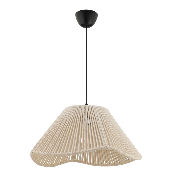 Φωτιστικό οροφής Sukne E27 από σχοινί μονόφωτο χρώμα εκρού Ø35x60εκ.