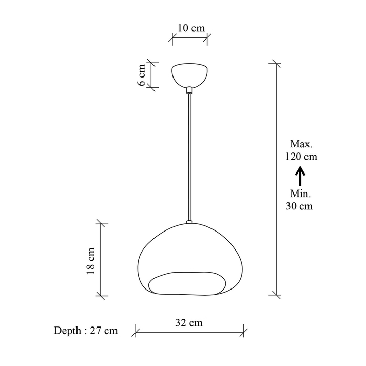 Φωτιστικό οροφής Loval E27 fiberglass μονόφωτο χρώμα λευκό 32x27x120εκ.
