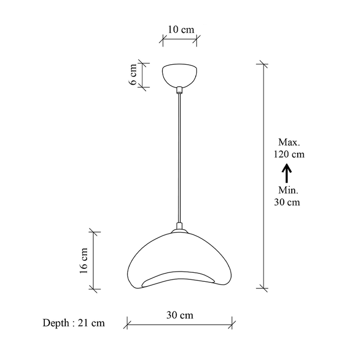 Φωτιστικό οροφής Luna E27 fiberglass μονόφωτο χρώμα λευκό 30x21x120εκ.