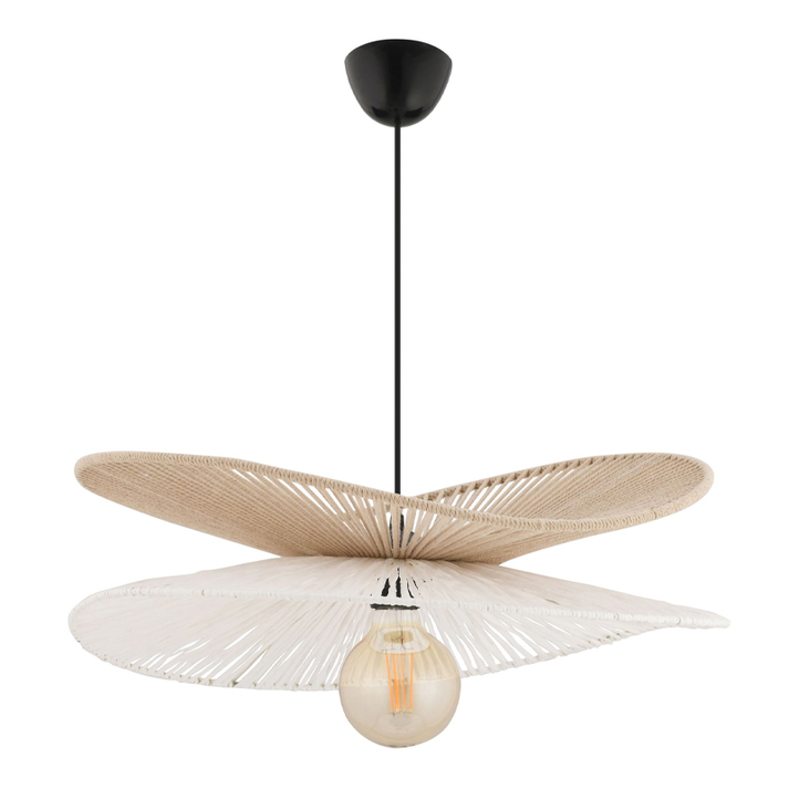 Φωτιστικό οροφής Dafodil E27 από σχοινί μονόφωτο χρώμα μπεζ - λευκό Ø48x55εκ.