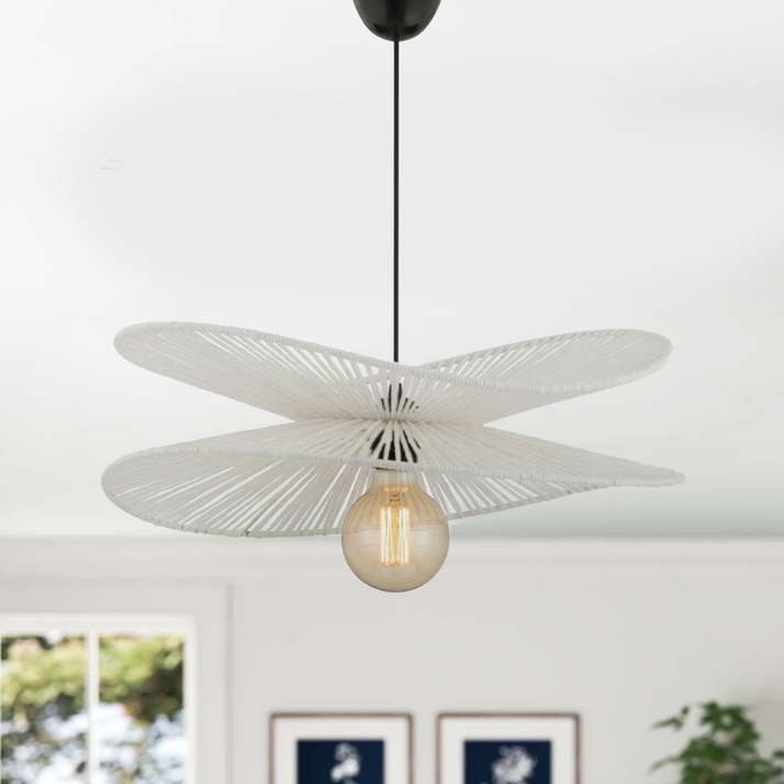 Φωτιστικό οροφής Dafodil E27 από σχοινί μονόφωτο χρώμα λευκό Ø48x55εκ.