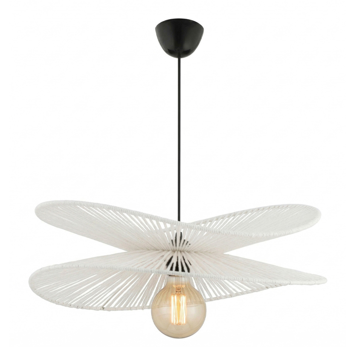 Φωτιστικό οροφής Dafodil E27 από σχοινί μονόφωτο χρώμα λευκό Ø48x55εκ.