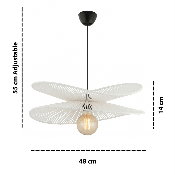 Φωτιστικό οροφής Dafodil E27 από σχοινί μονόφωτο χρώμα λευκό Ø48x55εκ.